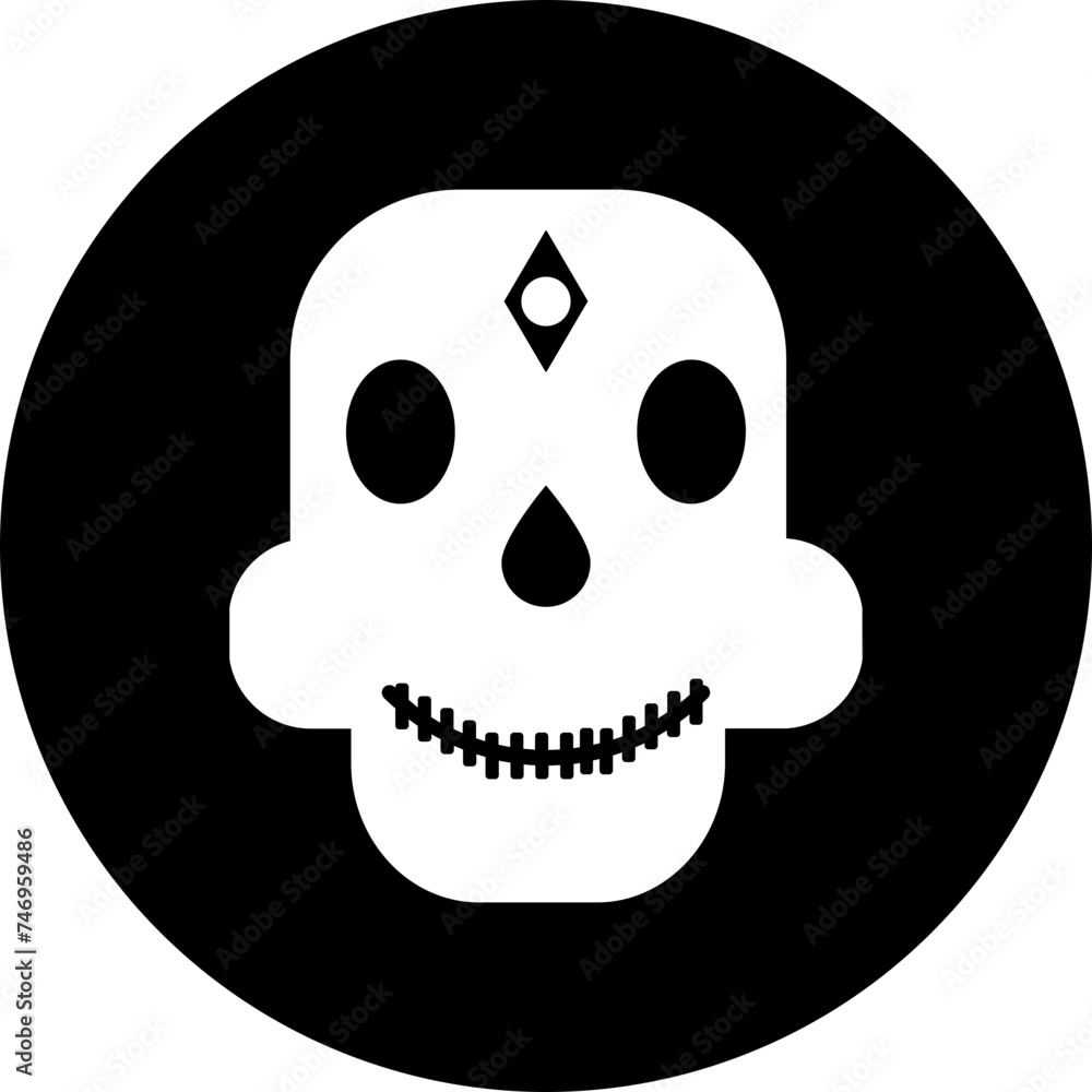 Glyph skull icon in flat style. Glyph skull icon in flat style.