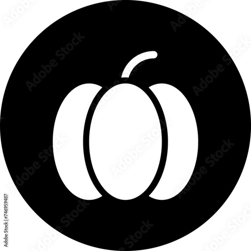 B&W illustration of pumpkin icon.