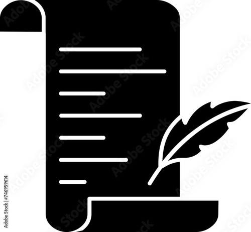 Document  with feather icon or symbol.