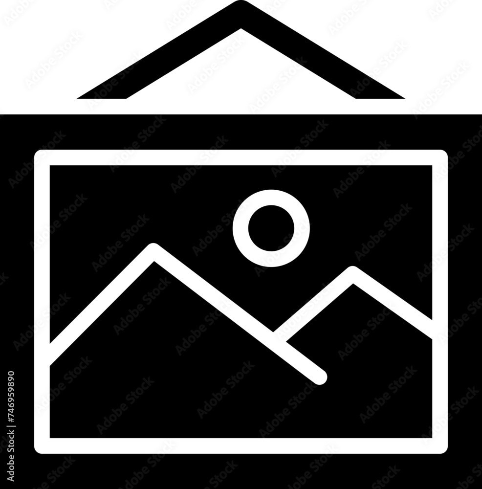 Landscape image icon in b&w color. Landscape image icon in b&w color.