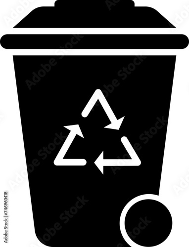 B&W illustration of recycle bin icon.