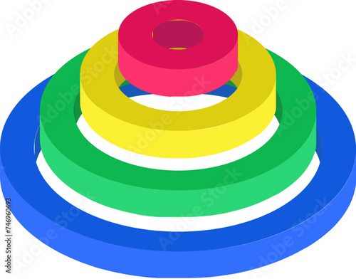3D circular pyramid infographic graph.