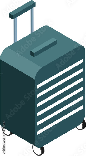 Luggage trolley bag element in isometric style.