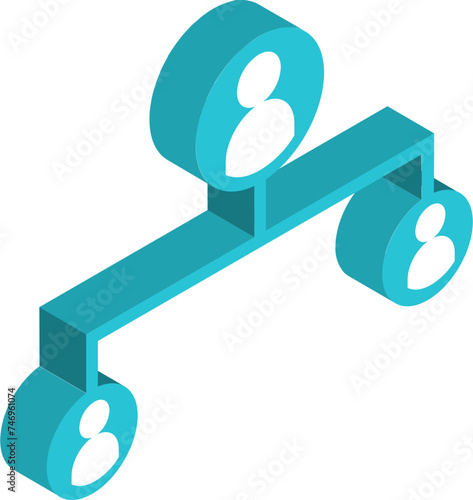 User connection or team icon in 3d style.