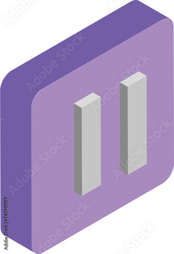 Pause button icon in 3d style.