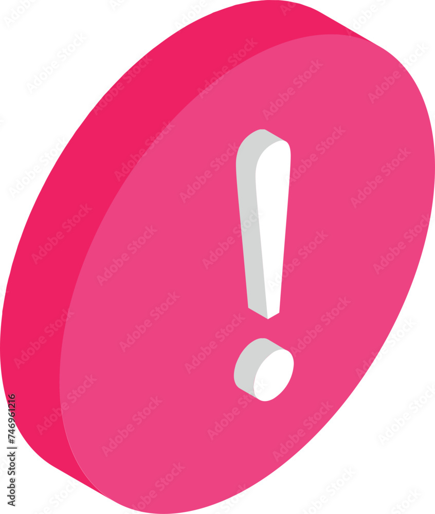 Exclamation mark or warning button icon in 3d style. Exclamation mark or warning button icon in 3d style.