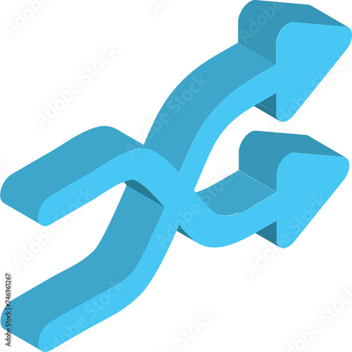 3D isometric of shuffle icon in blue color.