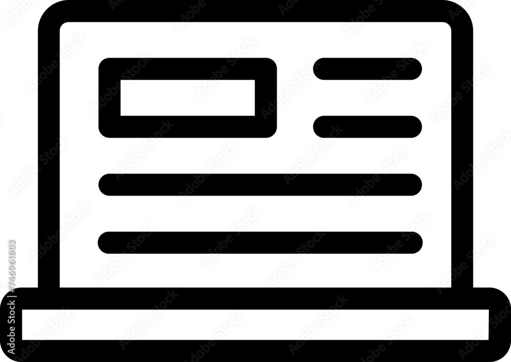 Flat style laptop icon in black thin line art. Flat style laptop icon in black thin line art.