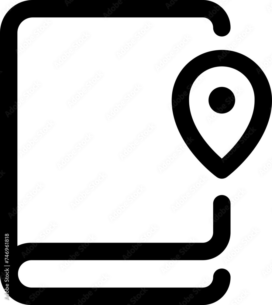 Book location icon in black line art. Book location icon in black line art.