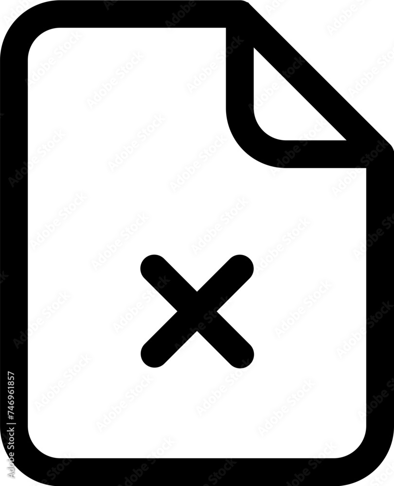Reject or cancel file icon in line art. Reject or cancel file icon in line art.