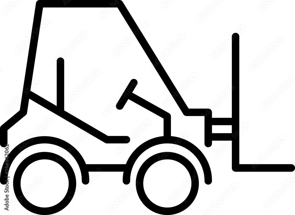 Forklift truck icon in black line art.