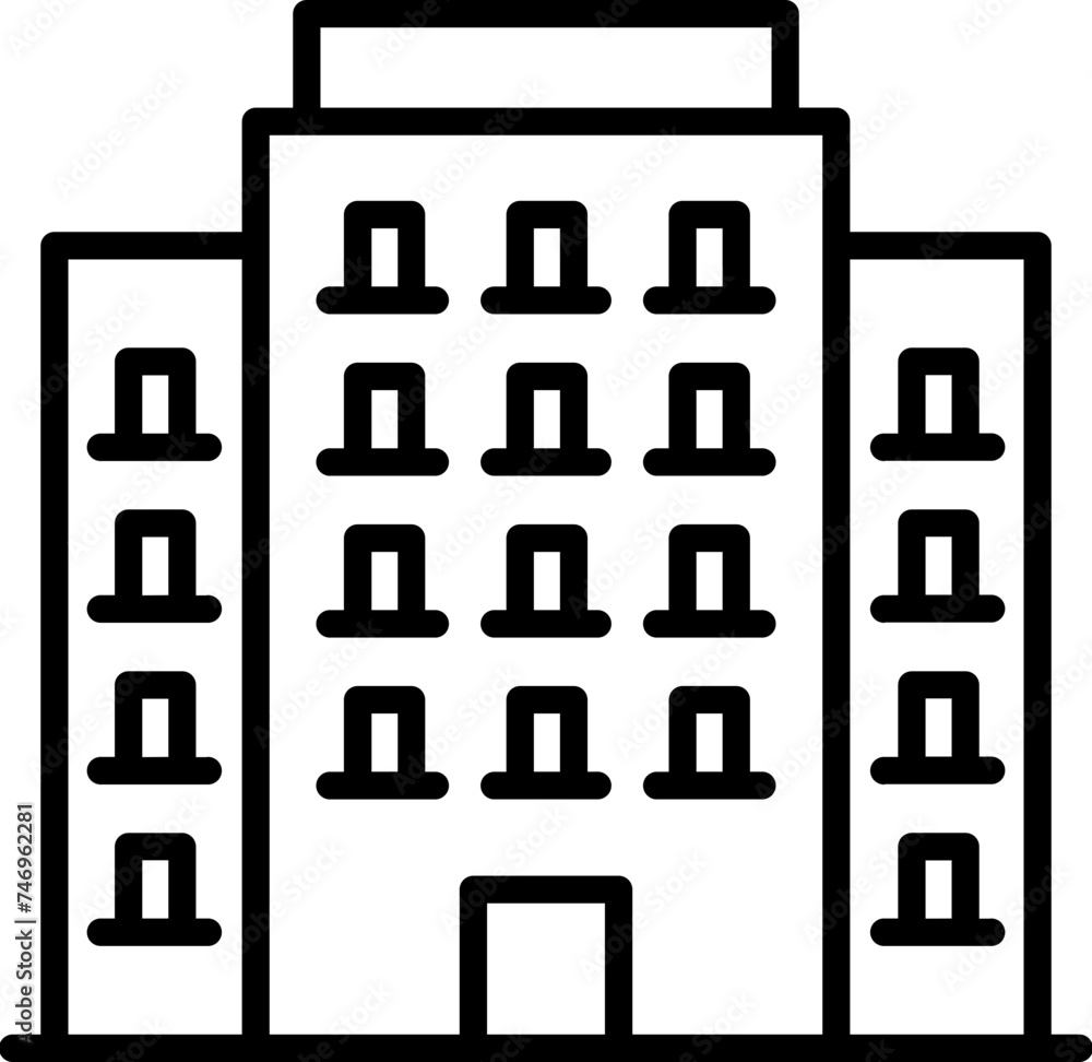 Vector illustration of building icon in line art. Vector illustration of building icon in line art.