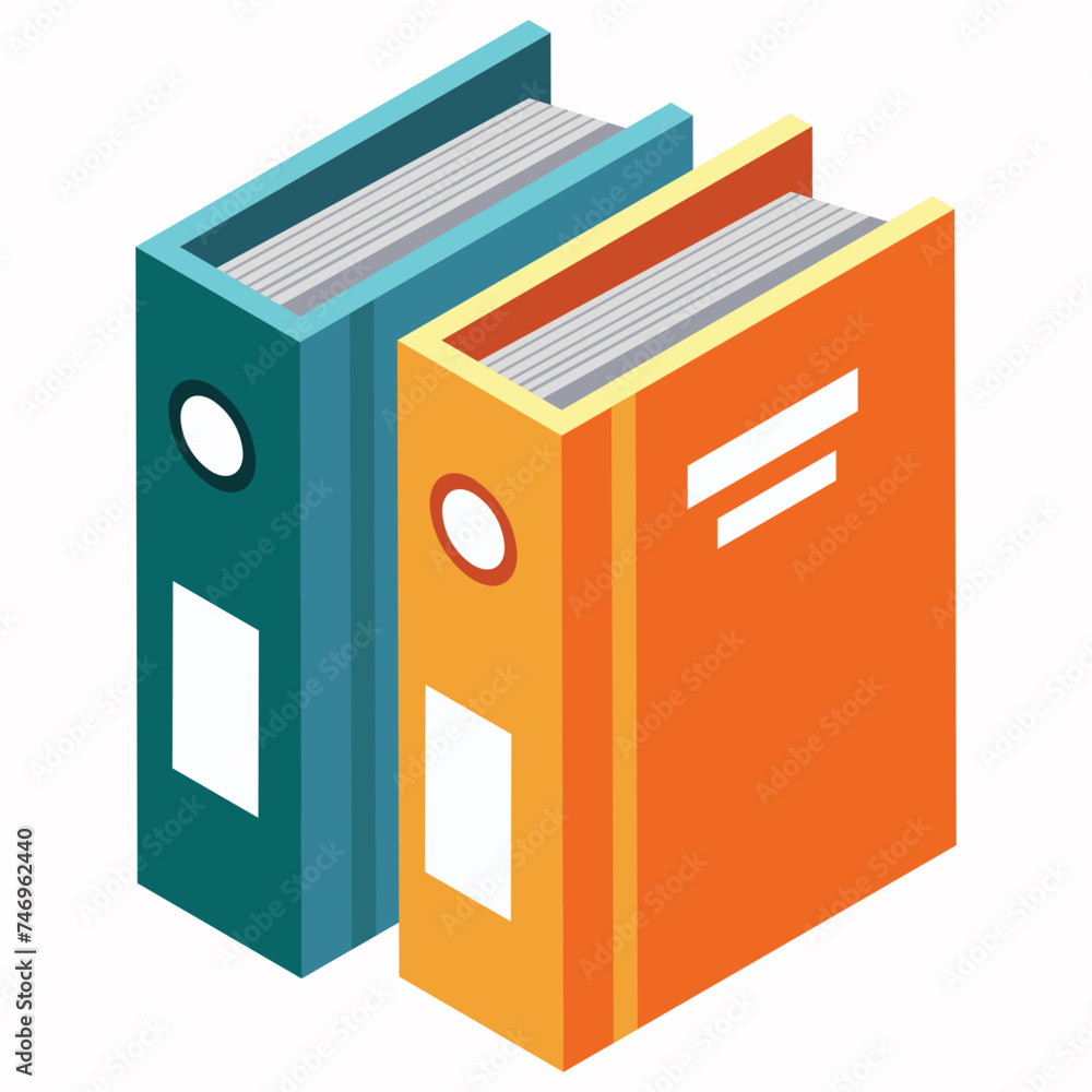 Isometric illustration of file or document element.