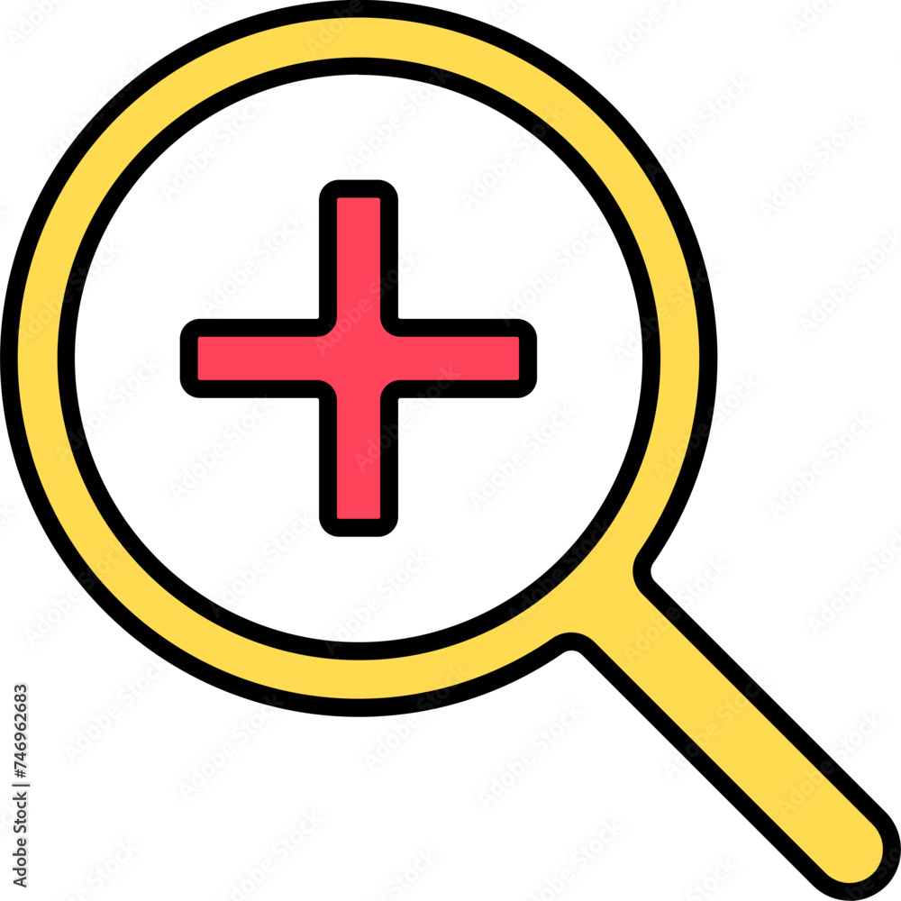 Fototapeta premium Zooming icon in red and yellow color.