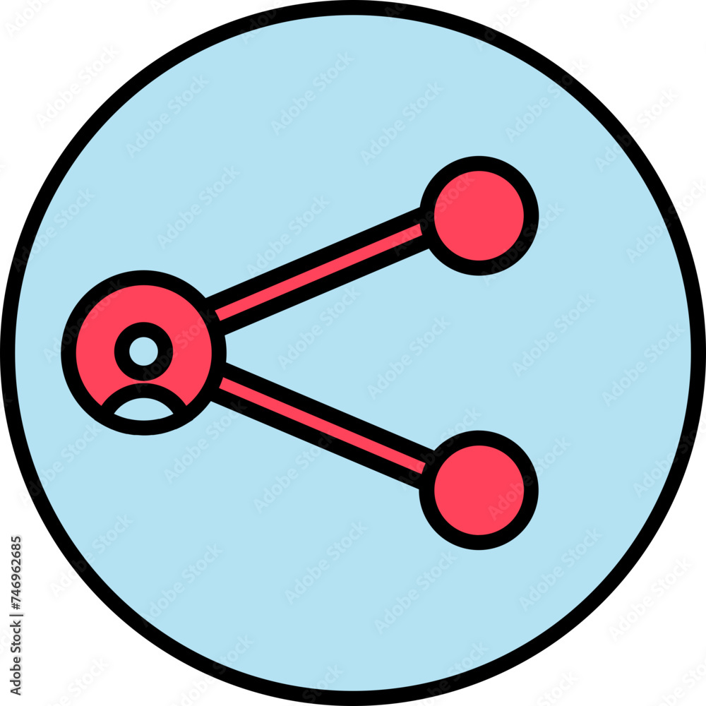 Share Button icon in red and blue color. Share Button icon in red and blue color.