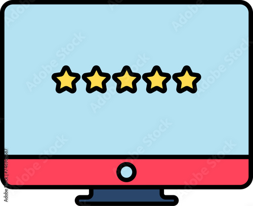 Stars on Desktop Screen icon in flat style.