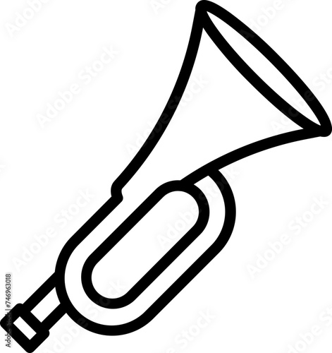 Trumpet music instrument icon in flat style.