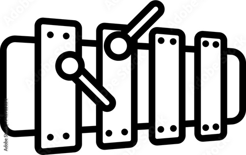 Isolated xylophone icon in line art.