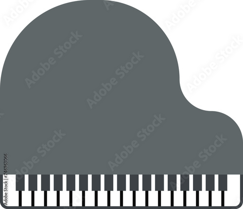 Gray piano icon on white background.