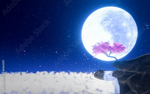 Blue full moon glows bright...