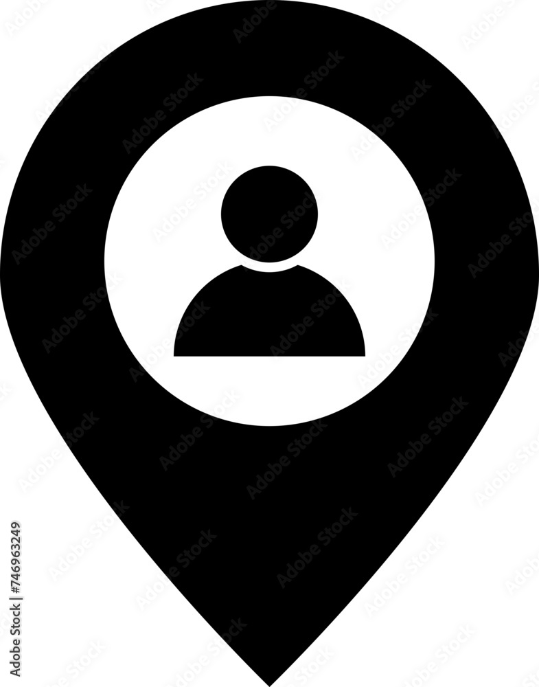 People location icon in b&w color. People location icon in b&w color.