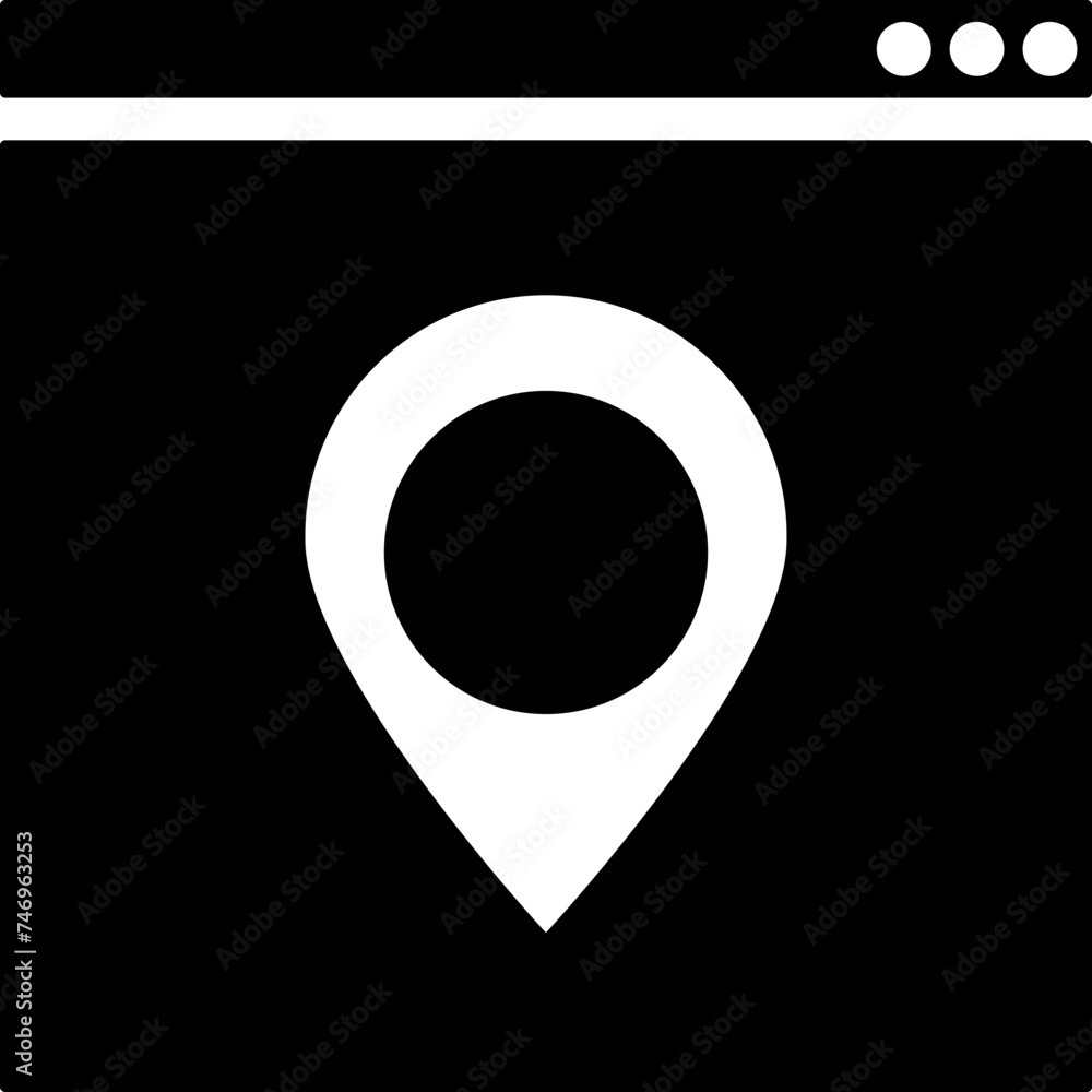 Online location pointer icon in b&w color. Online location pointer icon in b&w color.