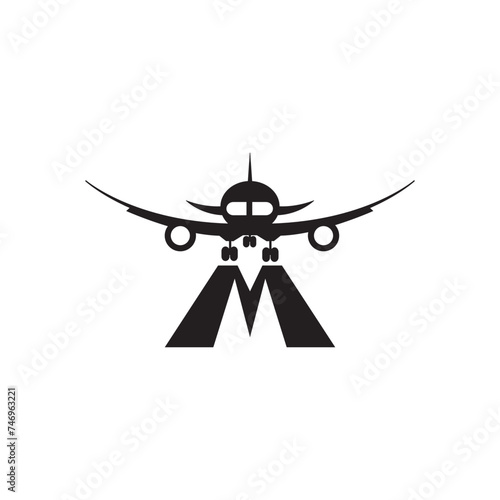 M logo airplane illustration design vector abstract