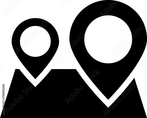 Map navigation glyph icon or symbol.