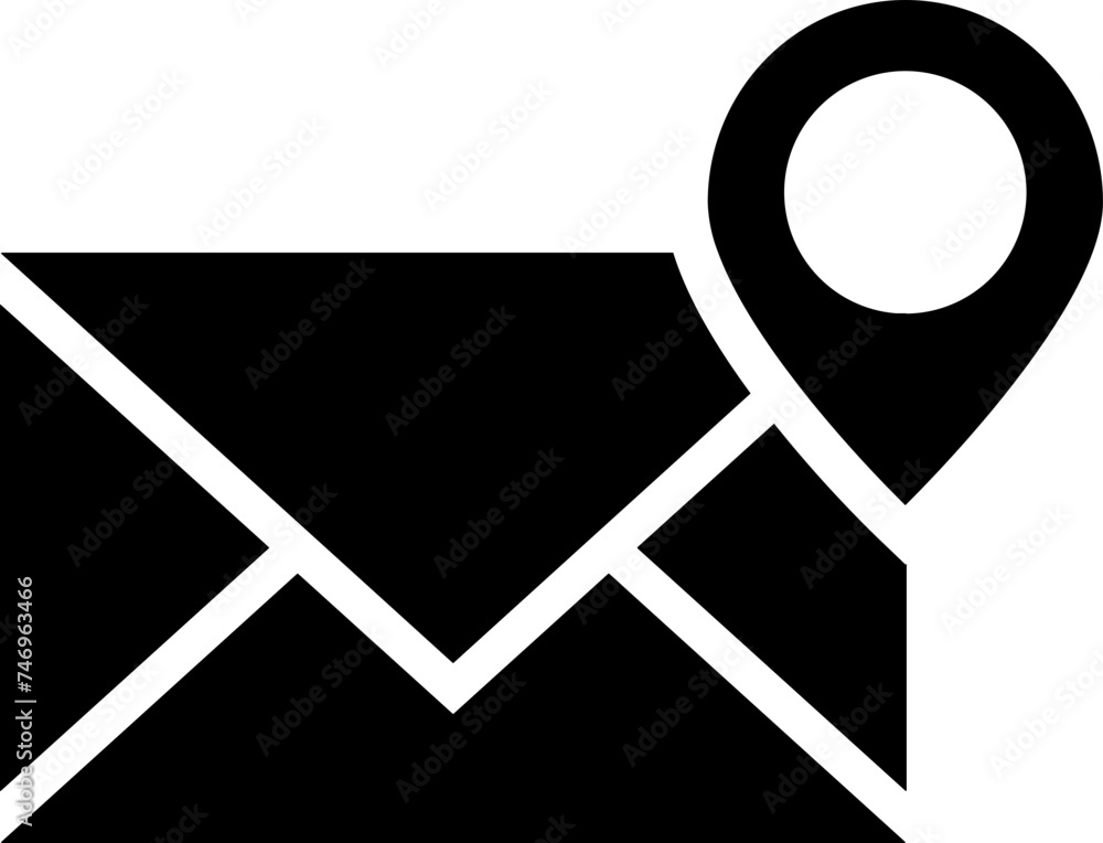 Illustration of email location glyph icon. Illustration of email location glyph icon.