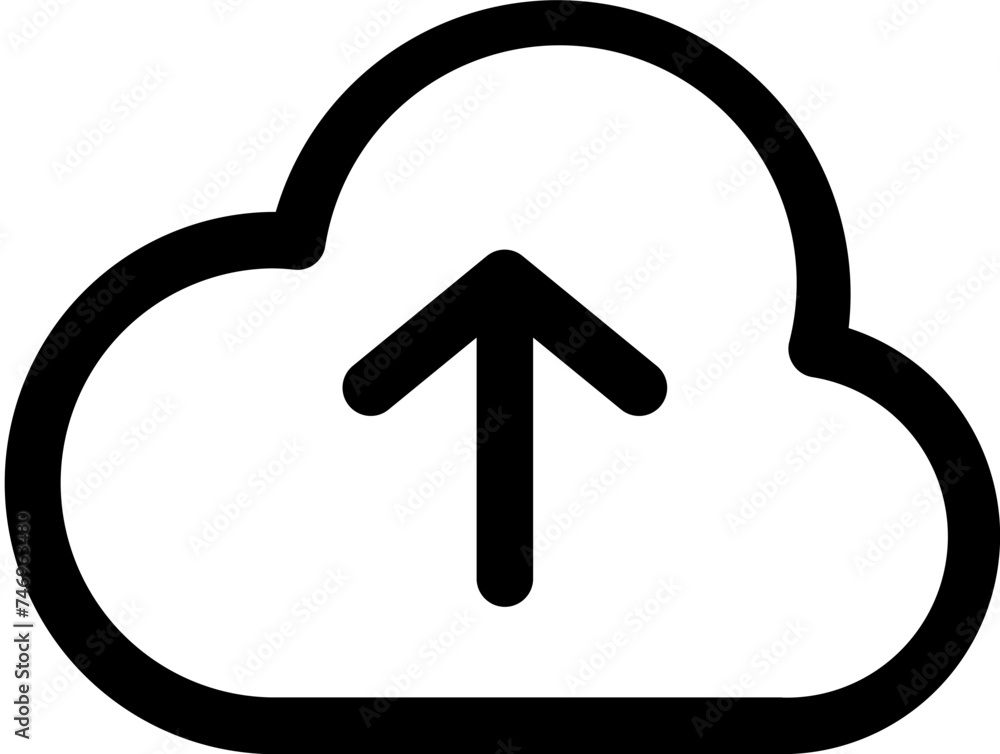 Line art illustration of cloud upload icon. Line art illustration of cloud upload icon.