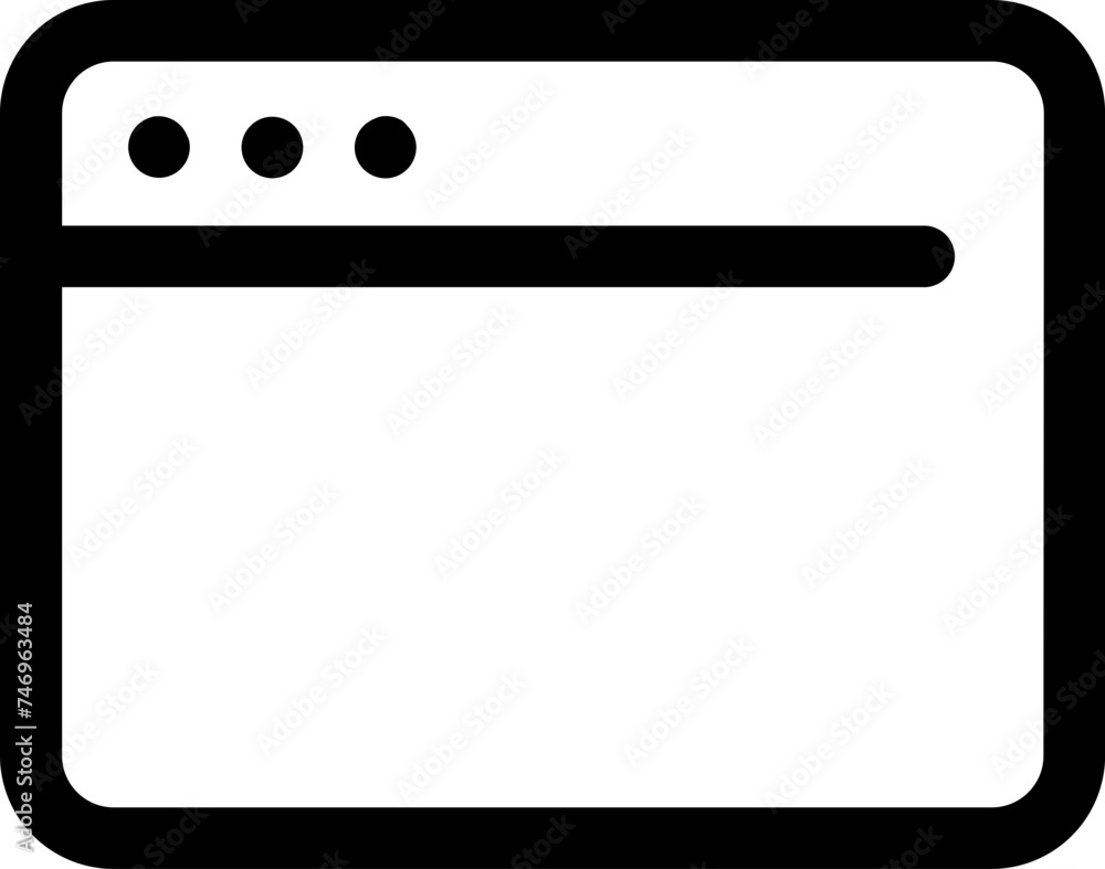 Line art browser window icon in flat style. Line art browser window icon in flat style.