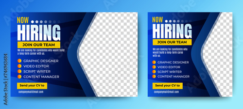 Recruitment advertising template. Recruitment Poster, Job hiring poster, social media, banner, flyer. Digital announcement job vacancies layout 
