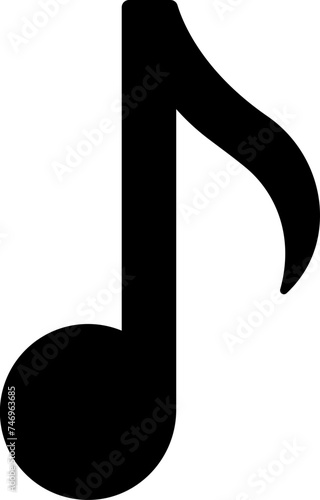 Music eighth note icon in black color.
