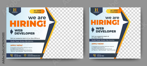 Creative social media post feed design. We are hiring banner, poster, announcement job for company	