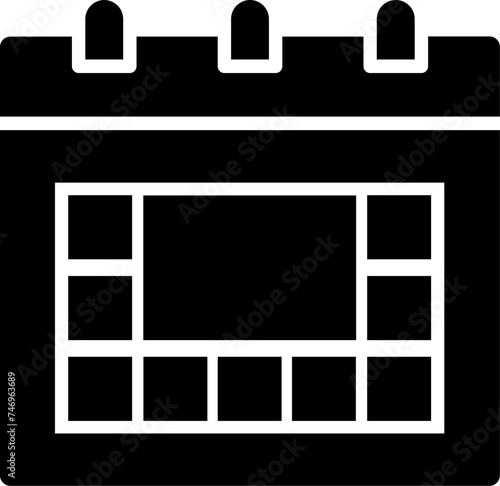 Flat style calendar icon in b&w color.