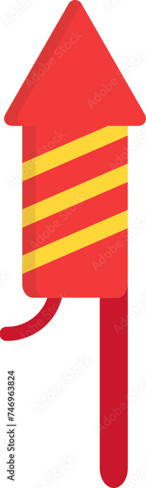 Fototapeta premium Rocket icon in yellow and red color.