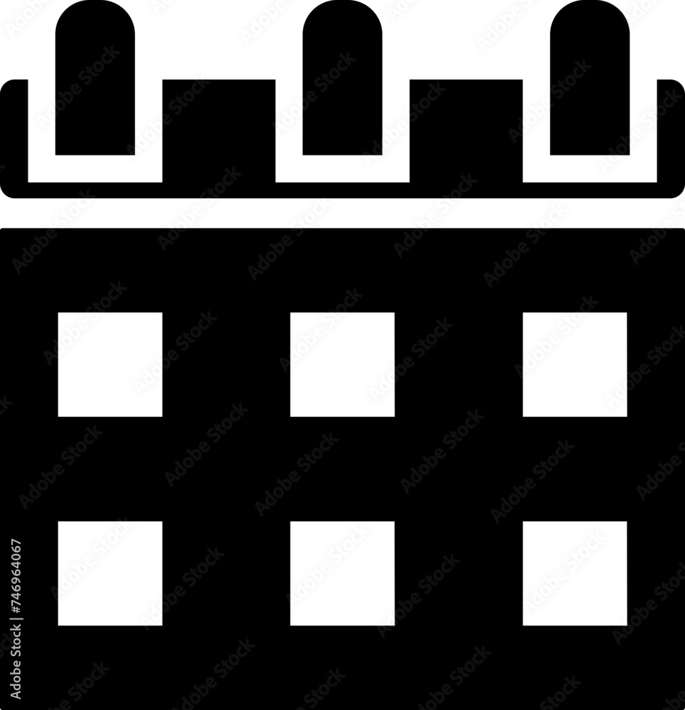 B&W calendar icon in flat style. B&W calendar icon in flat style.