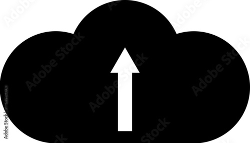Cloud upload icon in flat style.