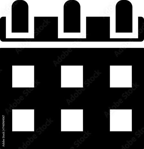 B&W calendar icon in flat style.