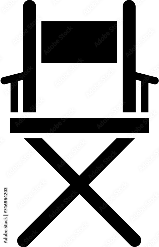 Folding chair glyph icon in flat style. Folding chair glyph icon in flat style.