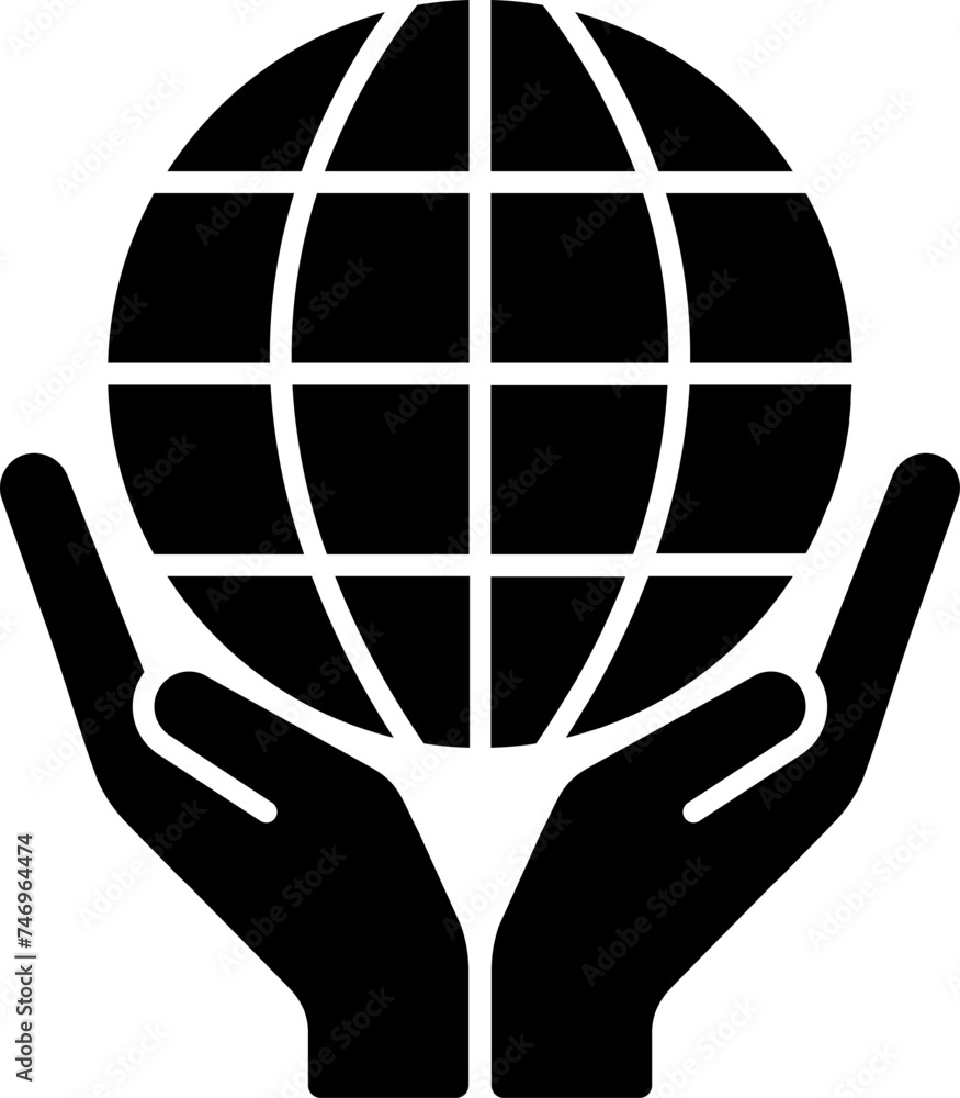 World care or save earth glyph icon. World care or save earth glyph icon.