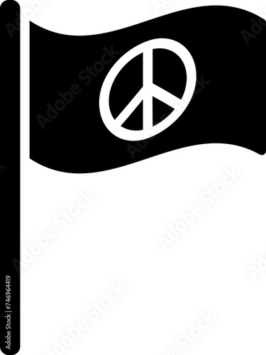 Peace sign flag icon in b&w color.