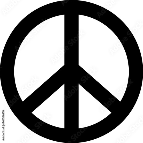B&W illustration of peace icon.