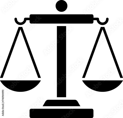Equality or balance scale icon in b&w color.