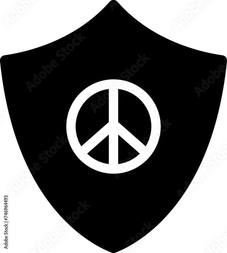 Peace security icon in b&w color.