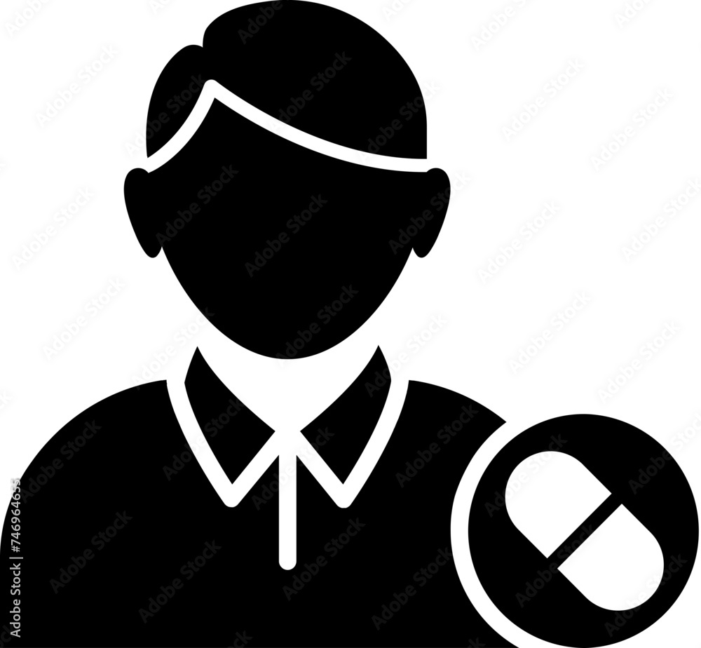 Vector illustration of man with medicine tablet. Vector illustration of man with medicine tablet.