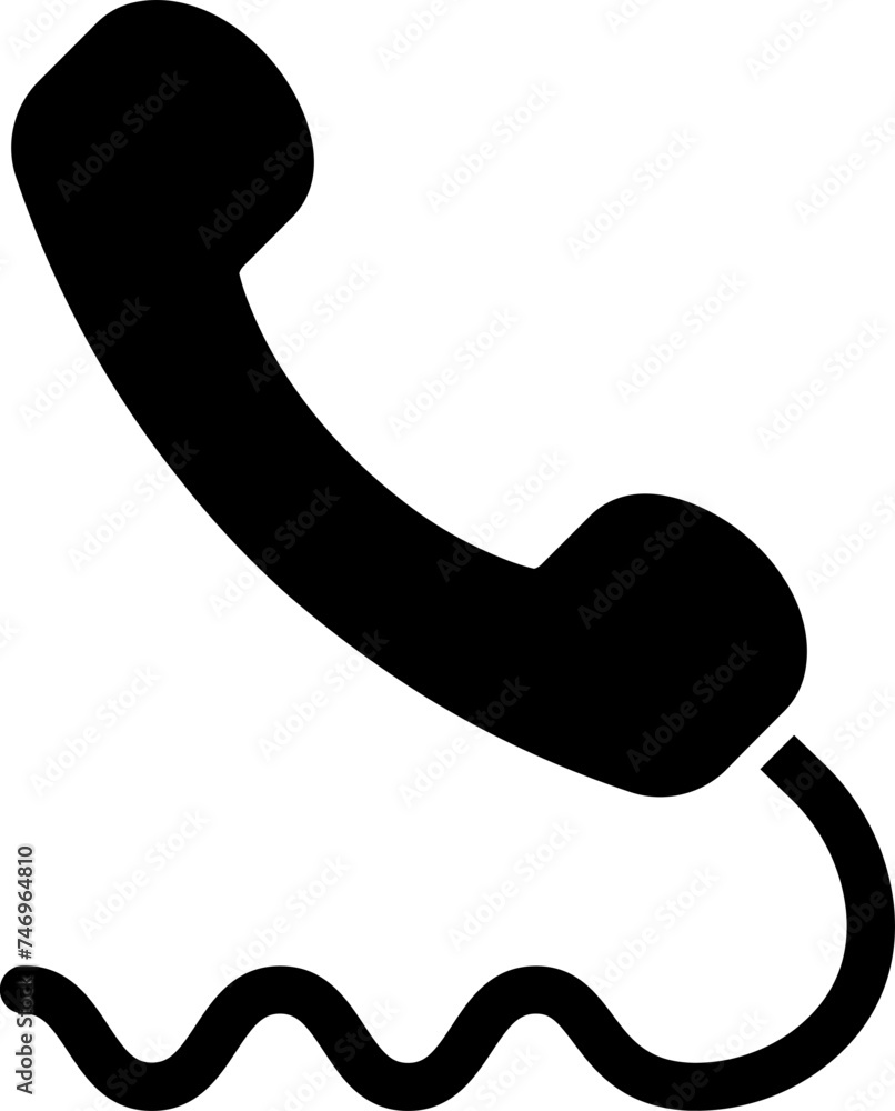 Phone receiver icon in black color. Phone receiver icon in black color.