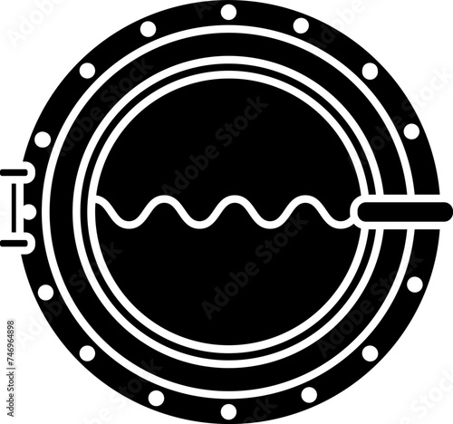 Ship bull eye or porthole icon in b&w color.
