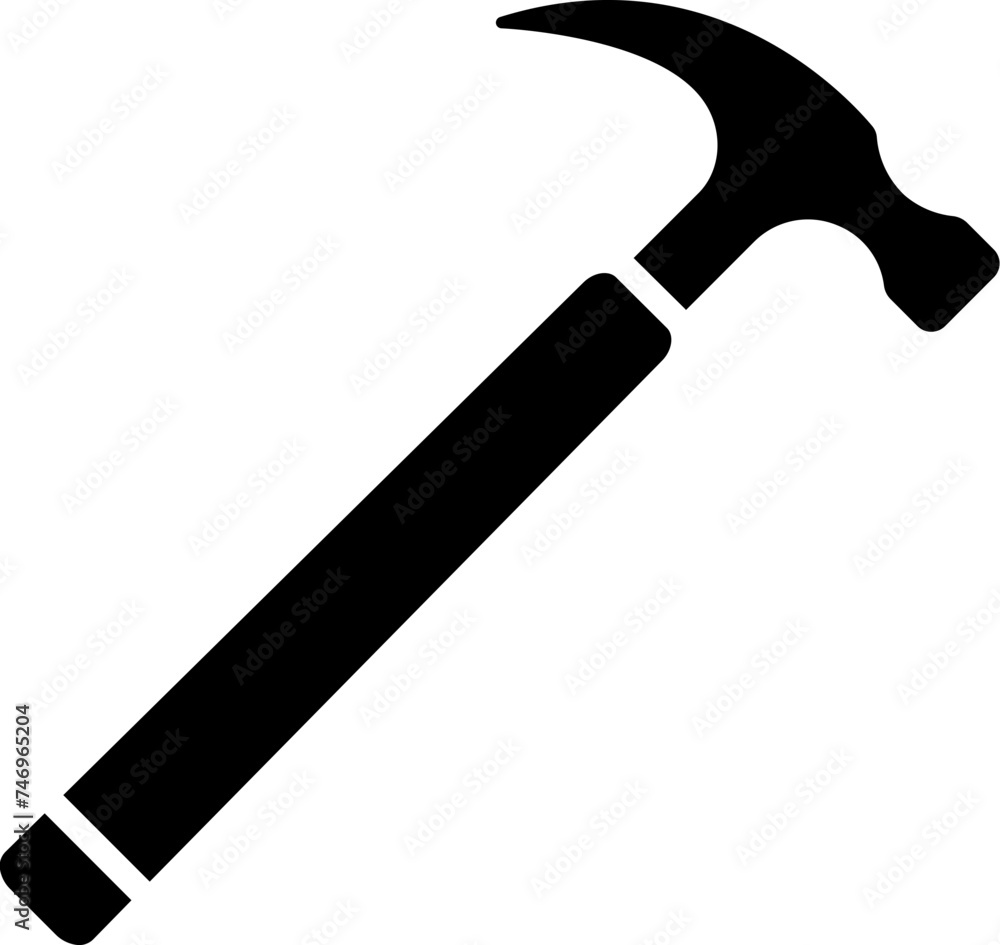 Hammer glyph icon in flat style. Hammer glyph icon in flat style.
