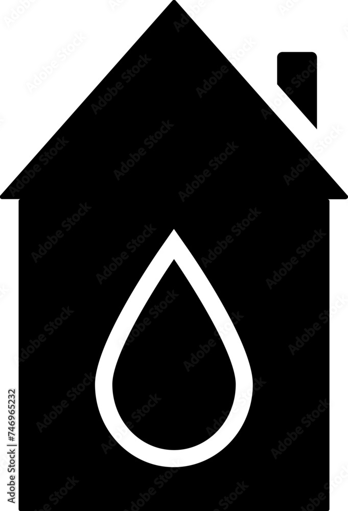 House with water drop icon or symbol. House with water drop icon or symbol.